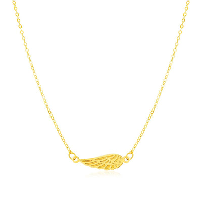 14K Yellow Gold Angel Wing Necklace - necklaces