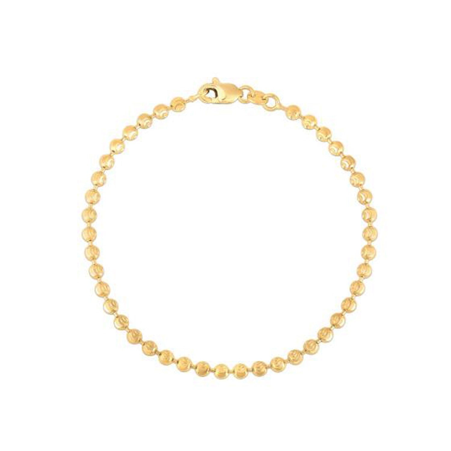 Moon Cut Bead Chain Bracelet in 14k Yellow Gold (3.00 mm) by Bids.com