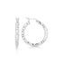 Sterling Silver Faceted Style Hoop Earrings with Rhodium Finishing(3x20mm) - DestGlow