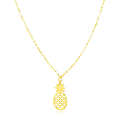 14K Yellow Gold Pineapple Necklace by Avera Group