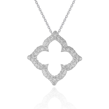 14k White Gold Diamond Cut-out Flower Pendant (1/3 cttw) by Bids.com