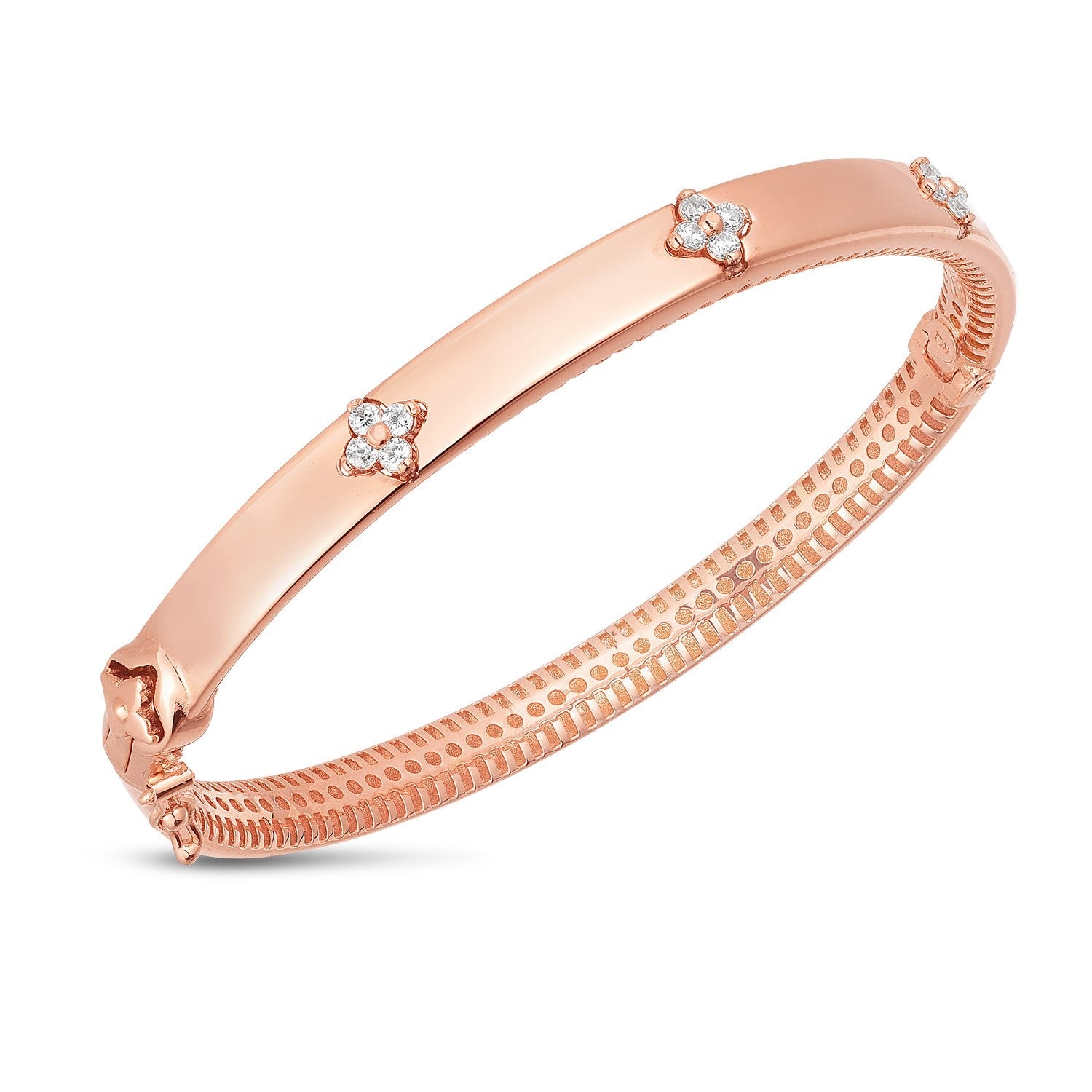 14k Rose Gold Trilogy Diamond Bangle (5.40 mm) by Bids.com