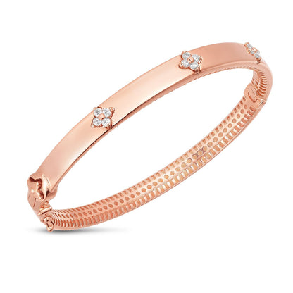 14k Rose Gold Trilogy Diamond Bangle (5.40 mm) by Bids.com