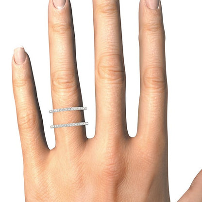 14k White Gold Dual Band Design Ring with Diamonds (1/3 cttw) by Bids.com