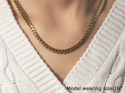 14k Yellow Gold Polished Miami Cuban Chain Necklace  DestGlow