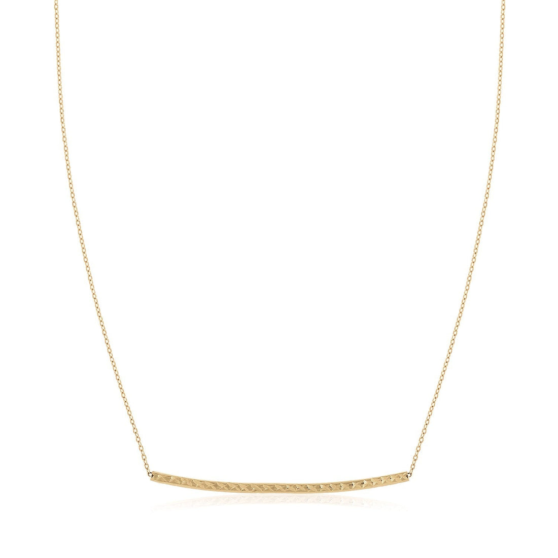 14k Yellow Gold Thin Textured Bar Necklace - DestGlow
