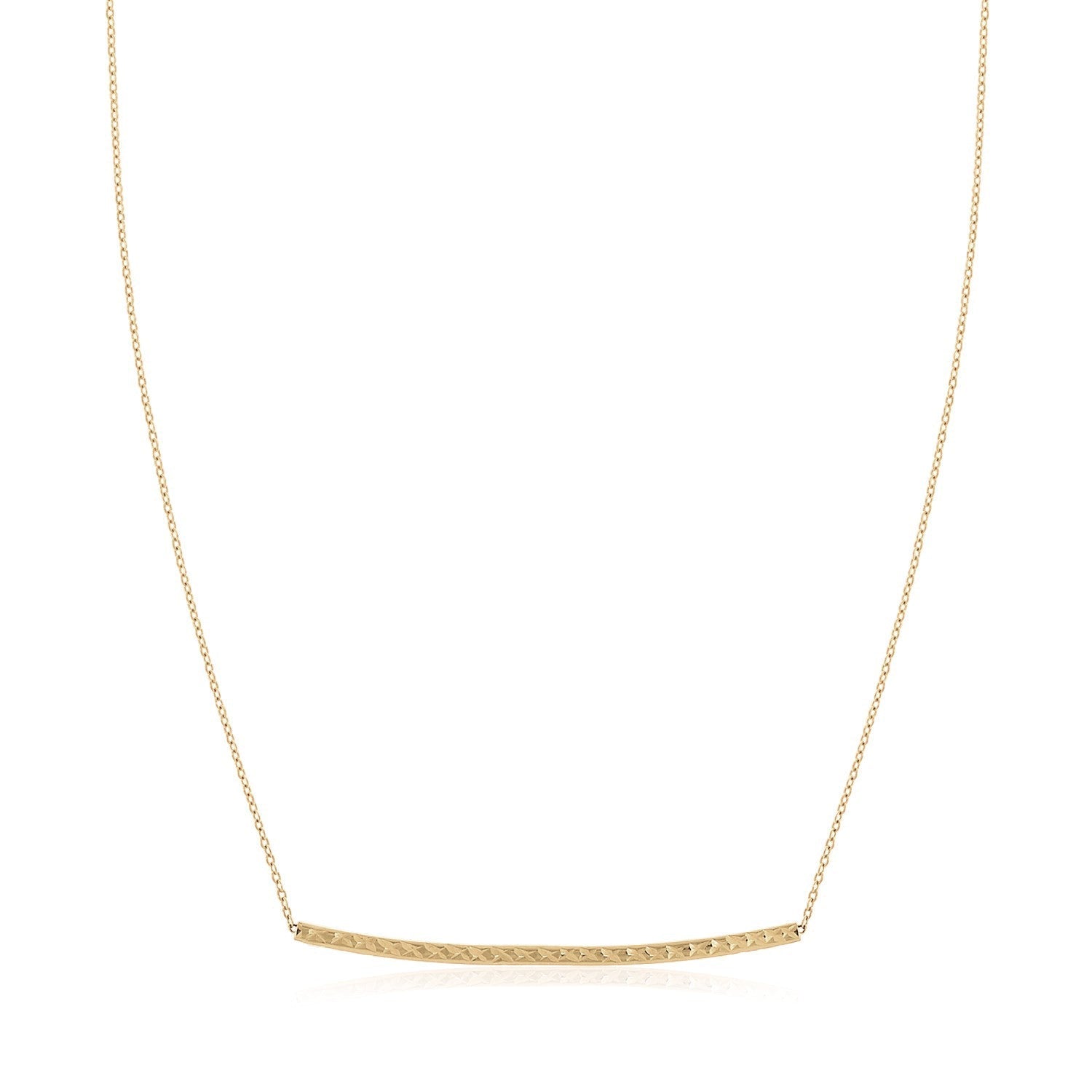 14k Yellow Gold Thin Textured Bar Necklace - DestGlow