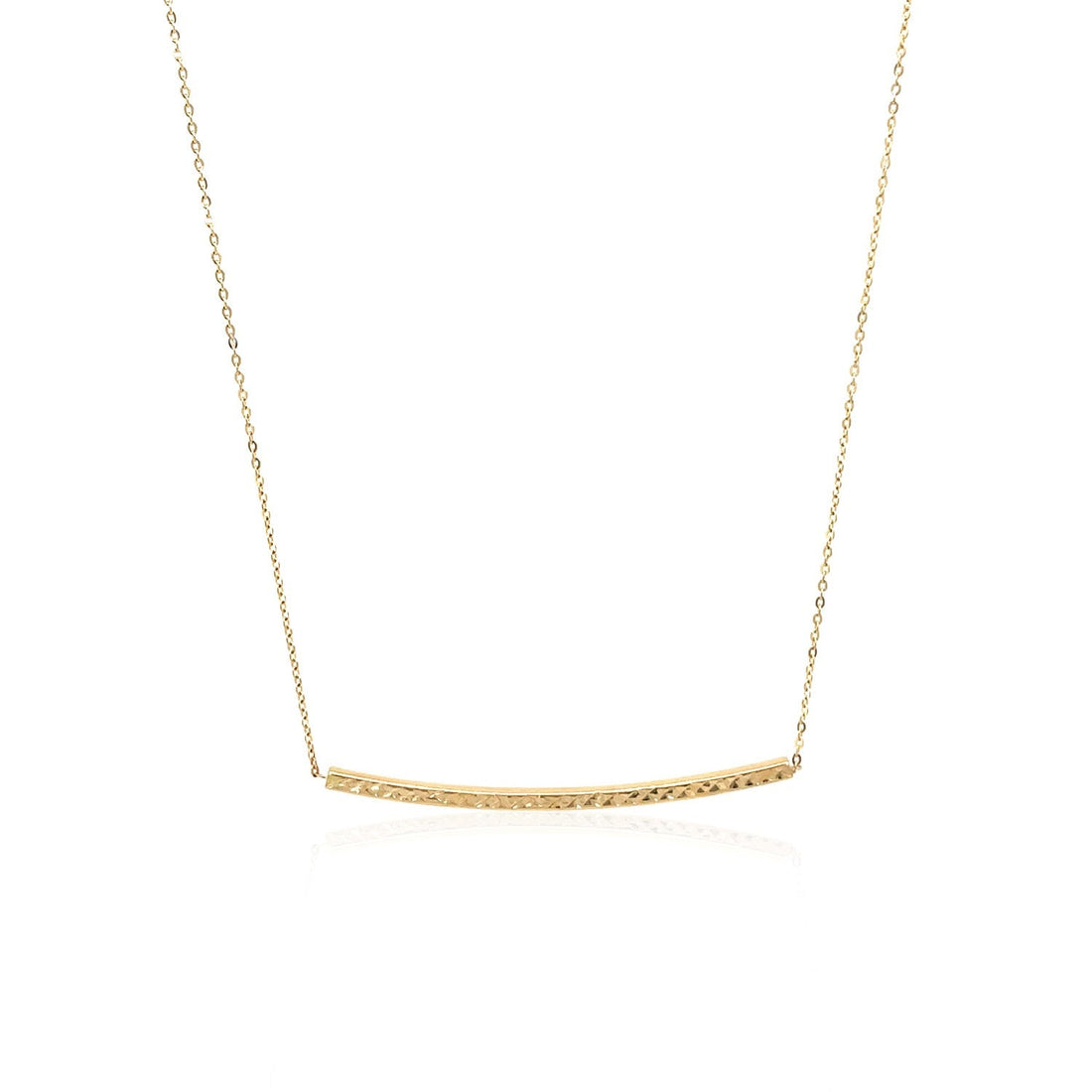 14k Yellow Gold Thin Textured Bar Necklace - DestGlow