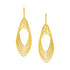 14k Yellow Gold Post Earrings with Textured Marquise Shapes - accessories
