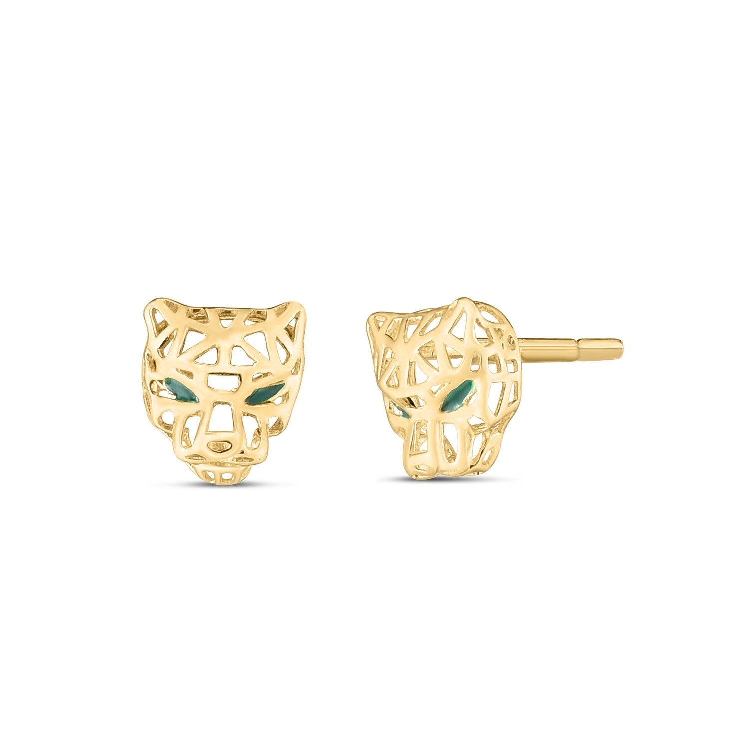 14k Yellow Gold Panther Head Stud Earrings by Bids.com