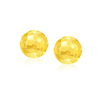 14k Yellow Gold Round Faceted Style Stud Earrings(7mm) - earrings