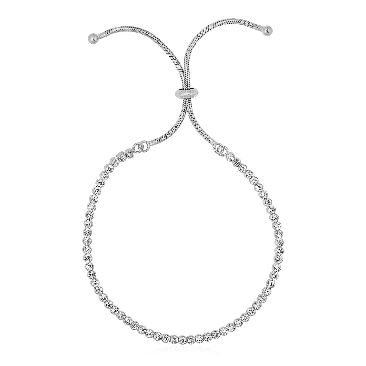 Adjustable Tennis Style Bracelet with Cubic Zirconia in Sterling Silver by Bids.com