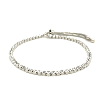 Adjustable Tennis Style Bracelet with Cubic Zirconia in Sterling Silver by Bids.com