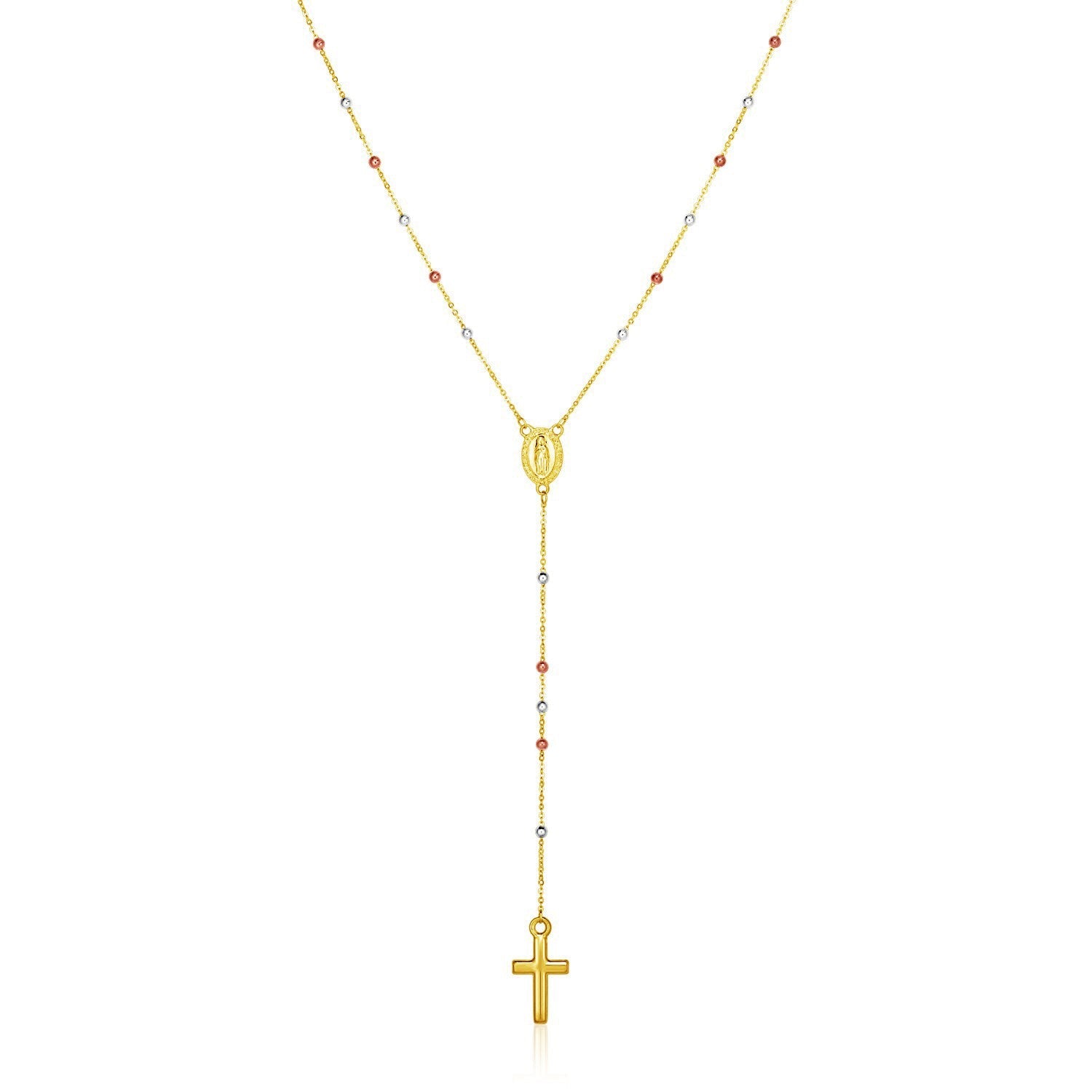 14k Tri Color Gold Lariat Rosary Necklace by Bids.com