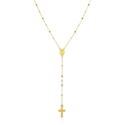 14k Tri Color Gold Lariat Rosary Necklace by Bids.com