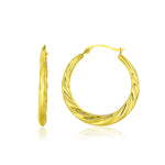 10k Yellow Gold Graduated Twisted Hoop Earrings - earrings
