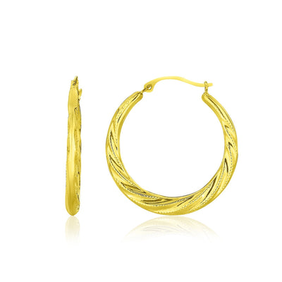 10k Yellow Gold Graduated Twisted Hoop Earrings - earrings