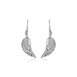 Sterling Silver Textured Angel Wing Earrings - DestGlow