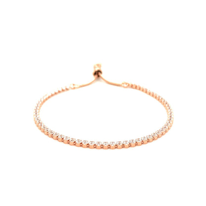 Adjustable Tennis Style Bracelet with Cubic Zirconia in Sterling Silver (5.10 mm) - DestGlow