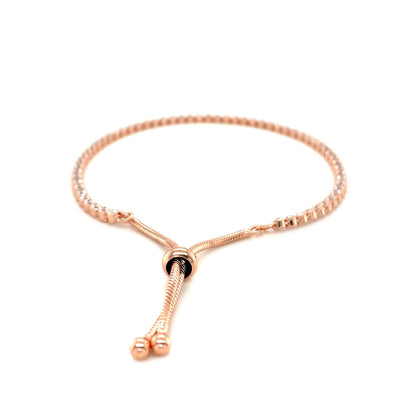 Adjustable Tennis Style Bracelet with Cubic Zirconia in Sterling Silver (5.10 mm) - DestGlow