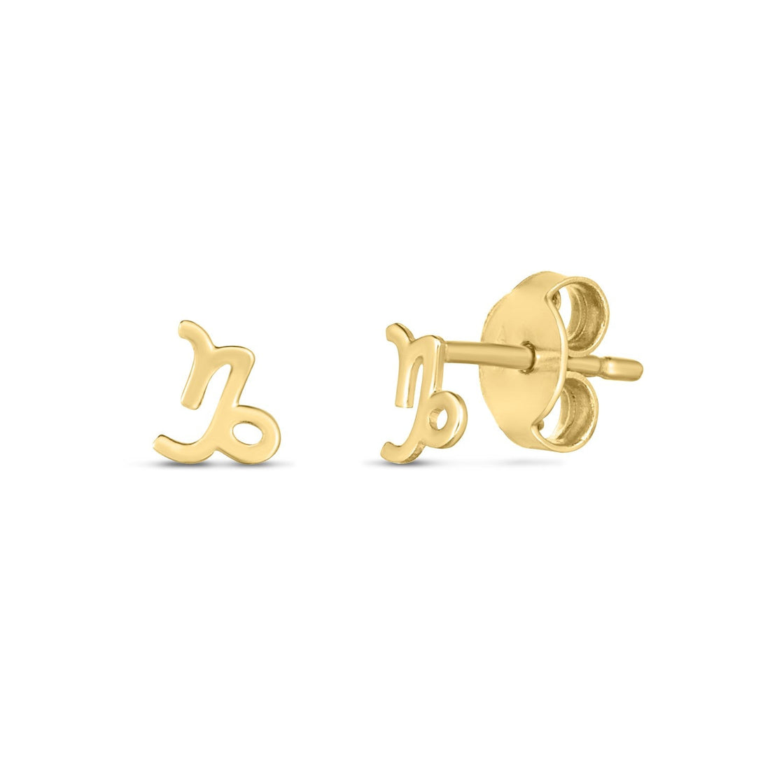 14k Yellow Gold Capricorn Stud Earrings - earrings