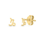 14k Yellow Gold Capricorn Stud Earrings - earrings