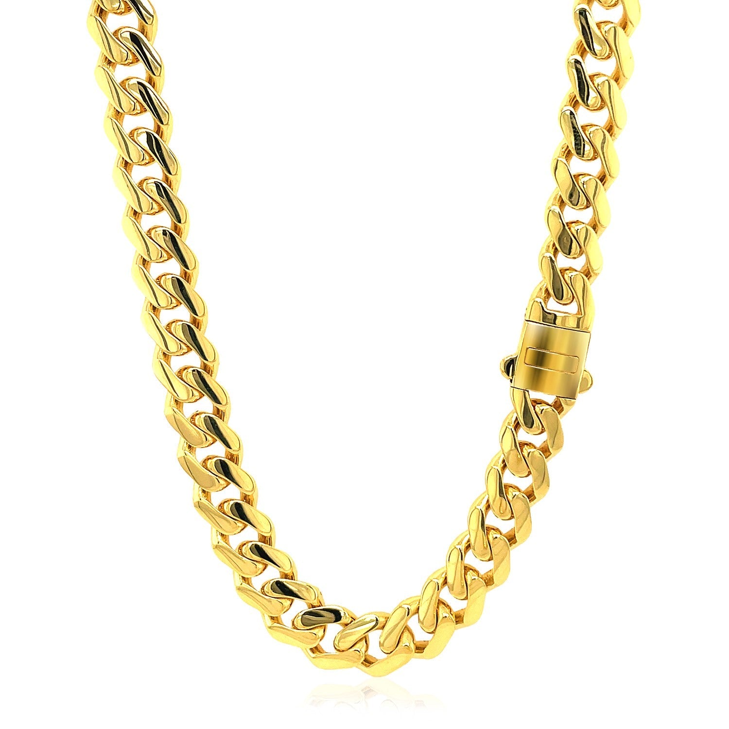 14k Yellow Gold Polished Miami Cuban Chain Necklace by Bids.com