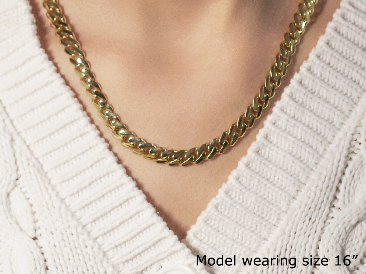 14k Yellow Gold Polished Miami Cuban Chain Necklace by Bids.com