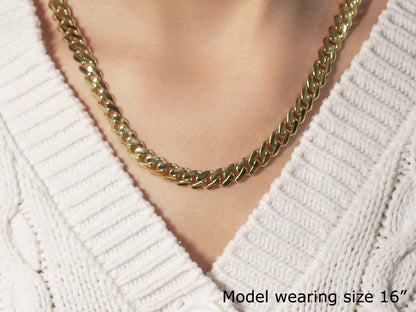 14k Yellow Gold Polished Miami Cuban Chain Necklace by Bids.com