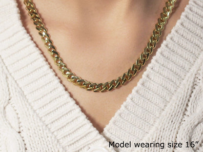 14k Yellow Gold Polished Miami Cuban Chain Necklace 