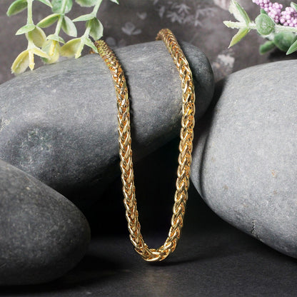 4.1mm 14k Yellow Gold Diamond Cut Round Franco Chain by Bids.com