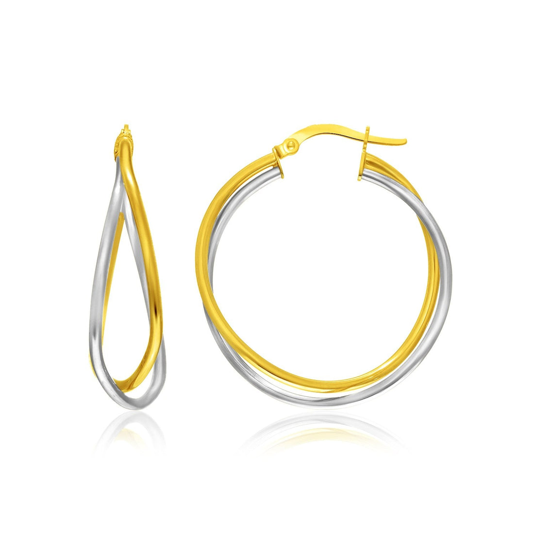 14k Two-Tone Gold Interlaced Double Row Earrings by Bids.com