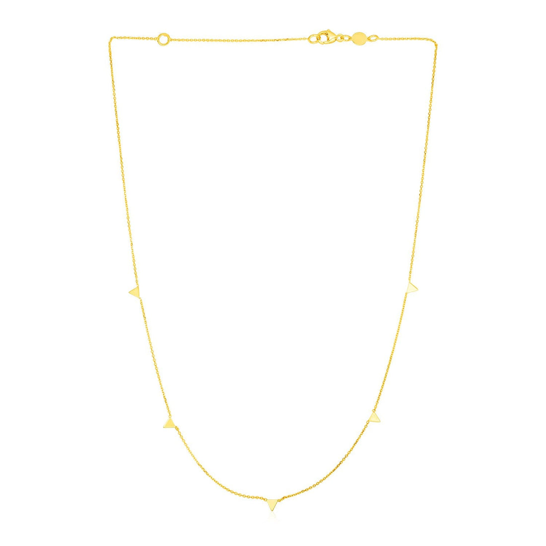 14K Yellow Gold Necklace with Triangles - necklaces
