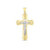 14k Two Tone Gold High Polish Diamond Cut Cross Pendant - necklaces