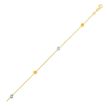 14k Two Tone Gold Bracelet with Polished Cubes by Bids.com