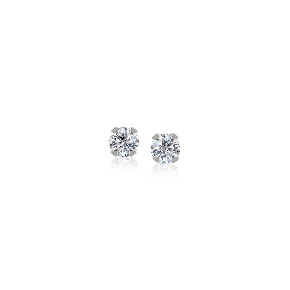 14k White Gold White Cubic Zirconia Stud Earrings(2mm) - earrings