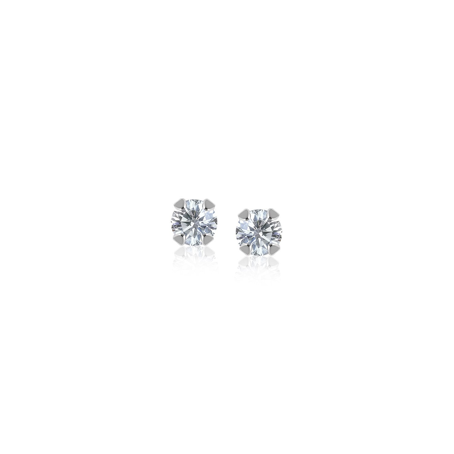 14k White Gold White Cubic Zirconia Stud Earrings(2mm) - earrings