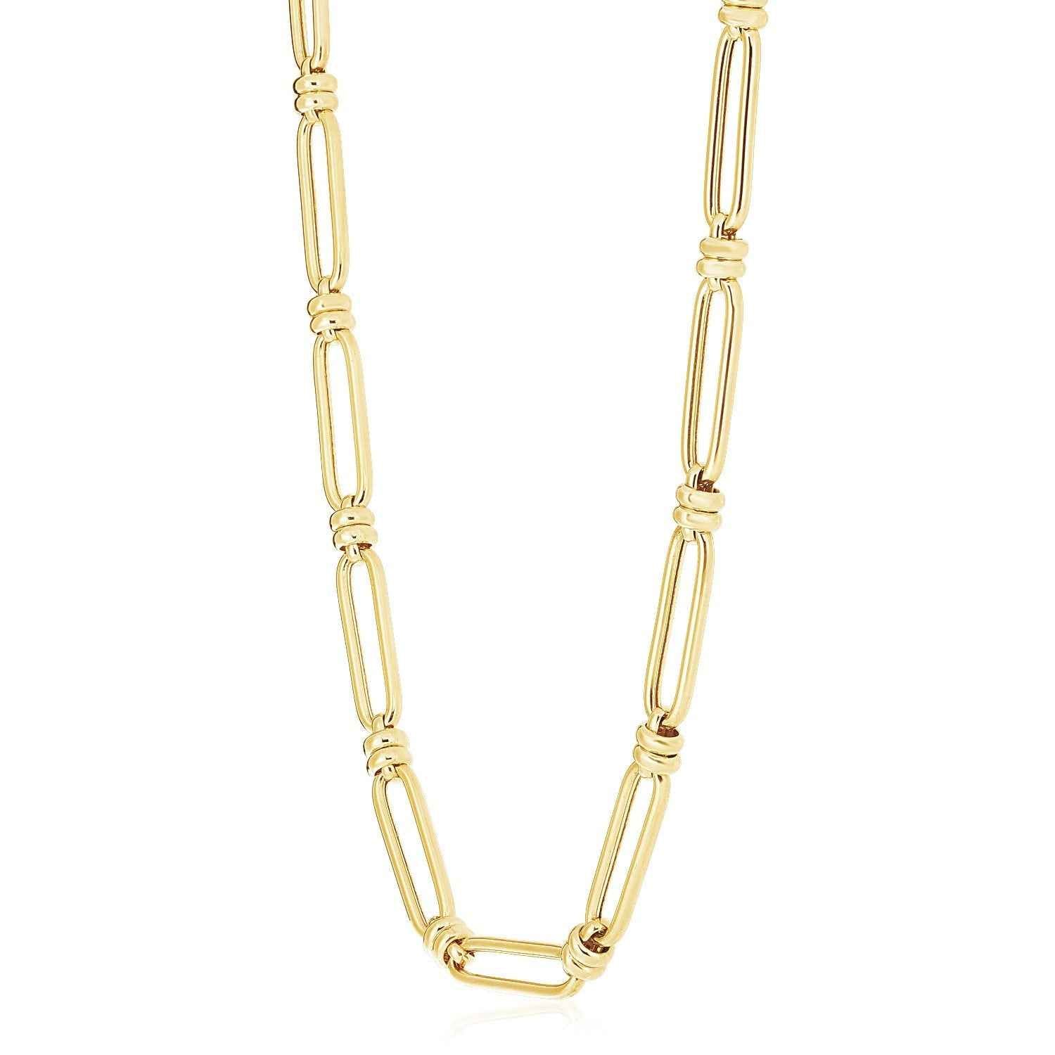 14k Yellow Gold High Polish Elongated Paperclip Jax Link Necklace