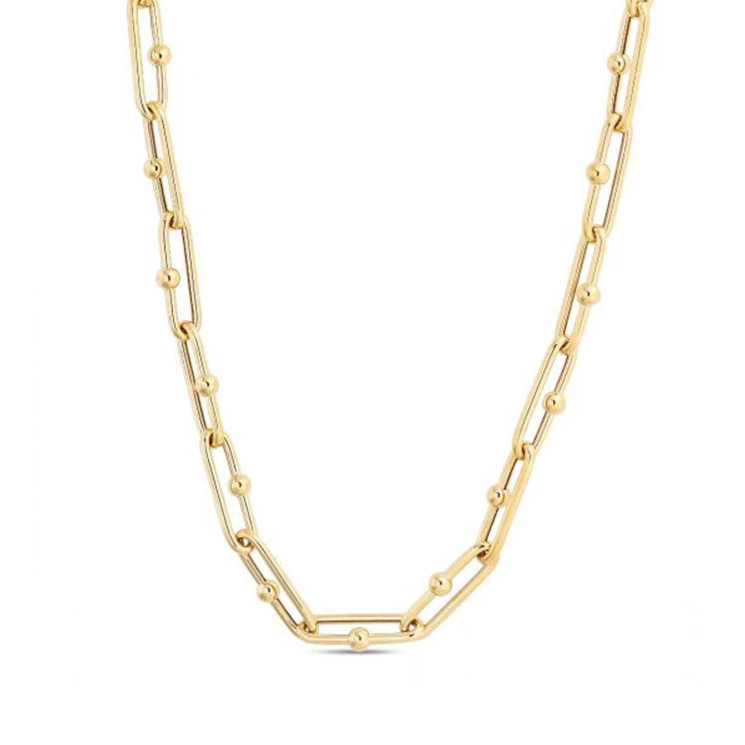 14k Yellow Gold High Polish Elongated Paperclip Jax Link Necklace by Bids.com