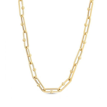 14k Yellow Gold High Polish Elongated Paperclip Jax Link Necklace by Bids.com