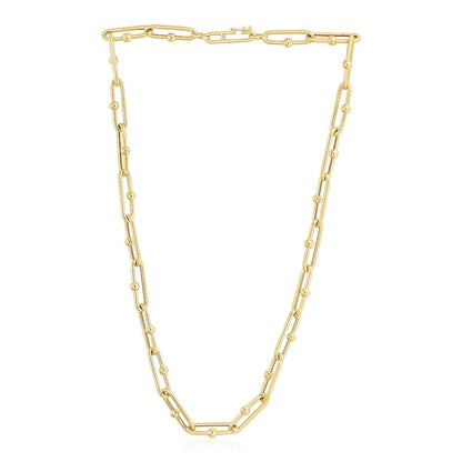 14k Yellow Gold High Polish Elongated Paperclip Jax Link Necklace 
