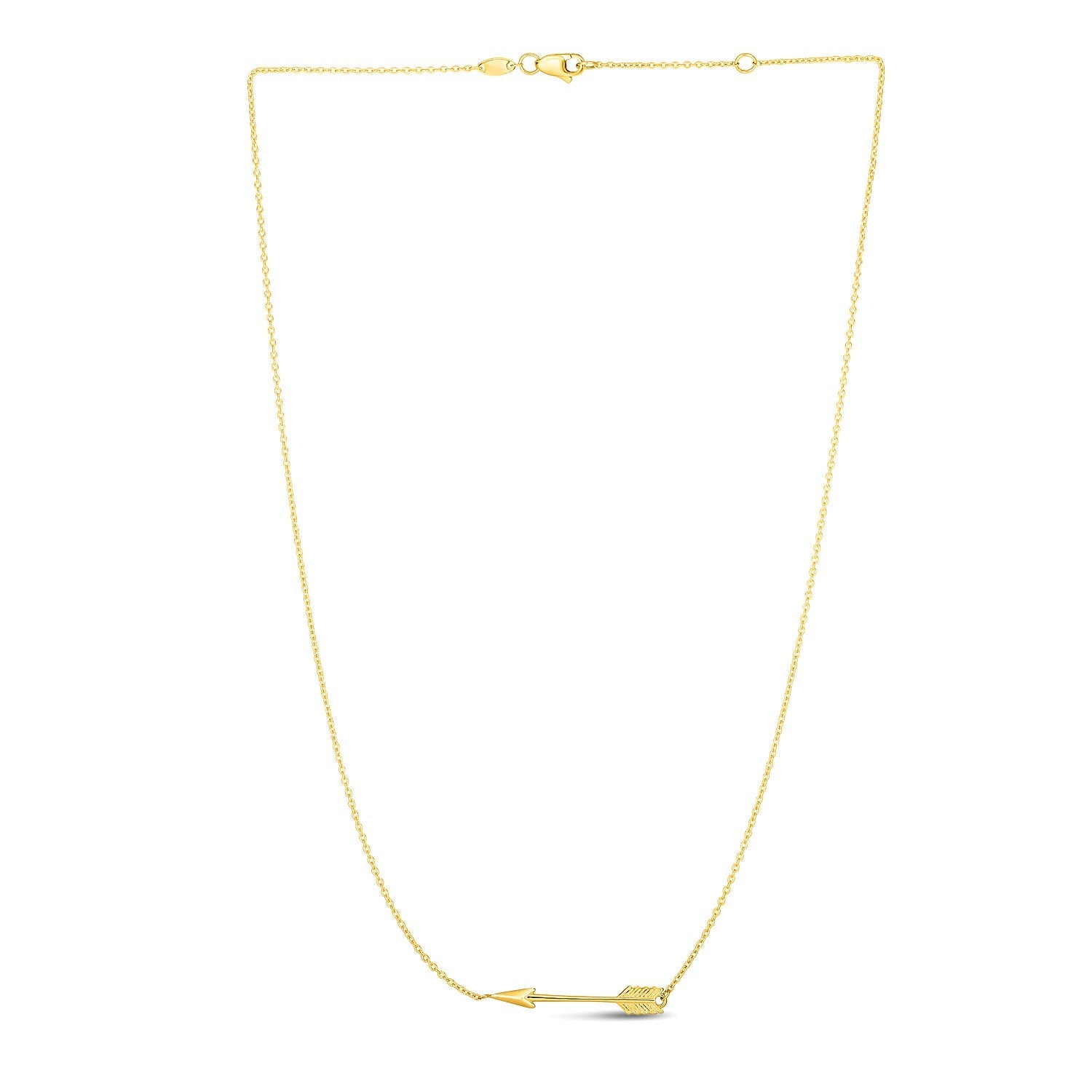 14k Yellow Gold Chain Necklace with Horizontal Arrow Pendant - DestGlow
