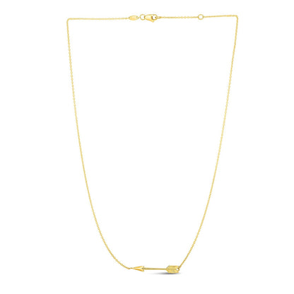 14k Yellow Gold Chain Necklace with Horizontal Arrow Pendant - DestGlow