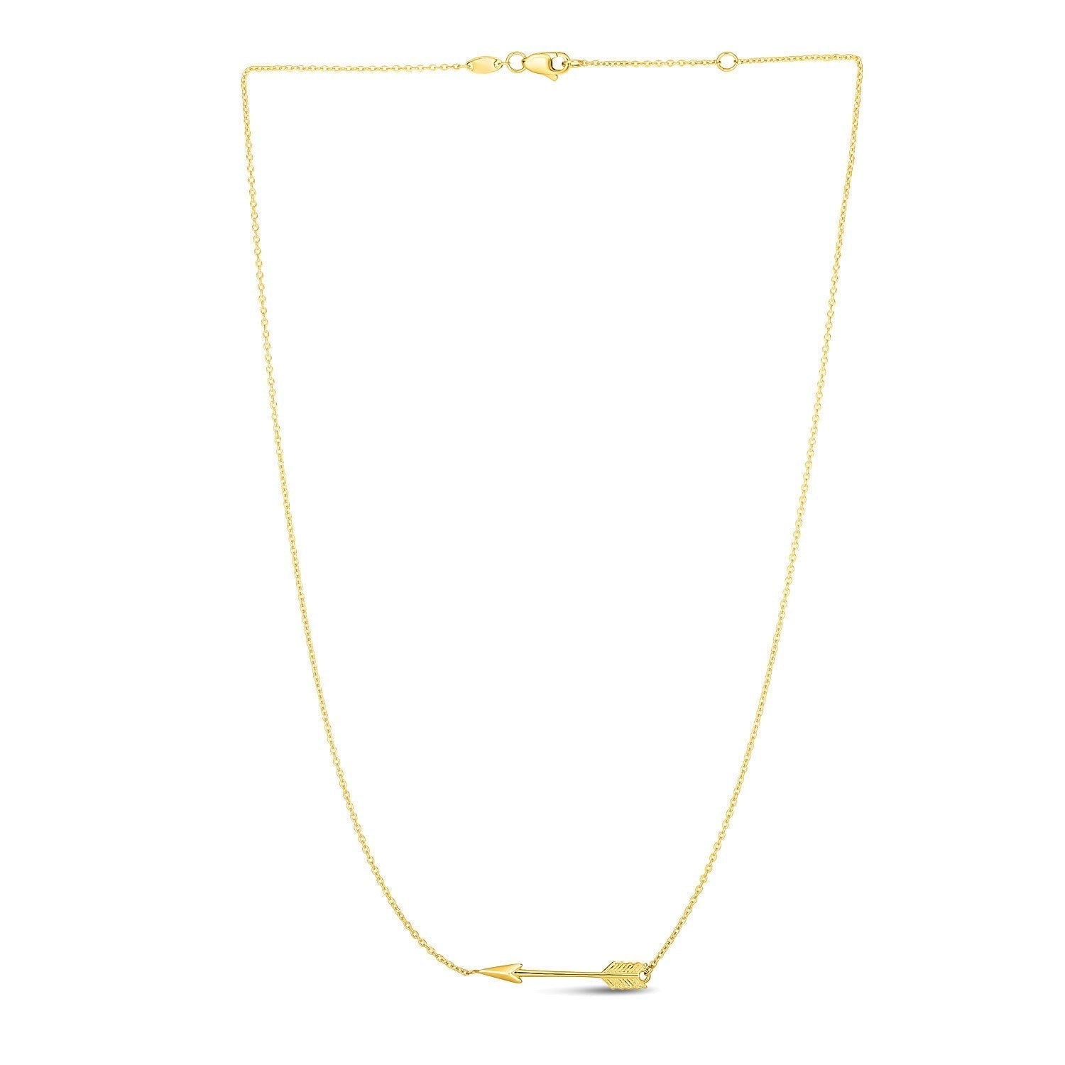 14k Yellow Gold Chain Necklace with Horizontal Arrow Pendant 