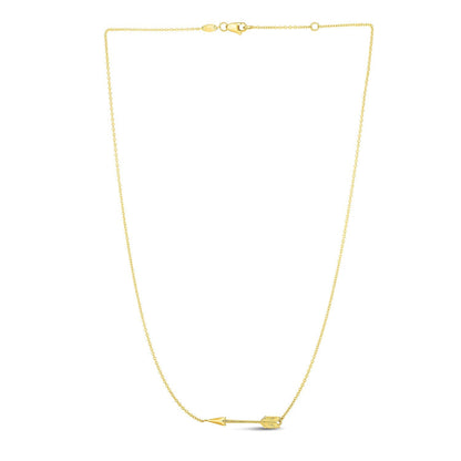 14k Yellow Gold Chain Necklace with Horizontal Arrow Pendant 
