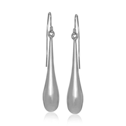 14k White Gold Long Polished Teardrop Dangling Earrings by Bids.com