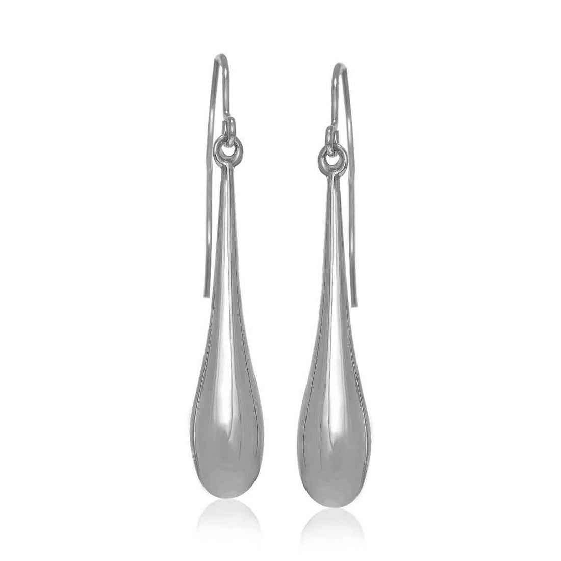 14k White Gold Long Polished Teardrop Dangling Earrings by Avera Group