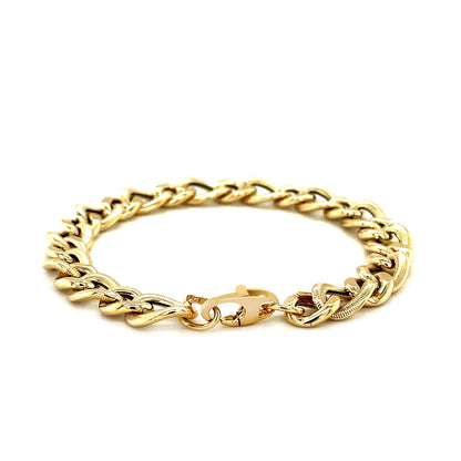 14k Yellow Gold Curb Chain Design with Diamond Cuts Bracelet by Bids.com