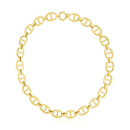 14k Yellow Gold High Polish Oval Mariner Link Necklace (13.8mm) by Bids.com