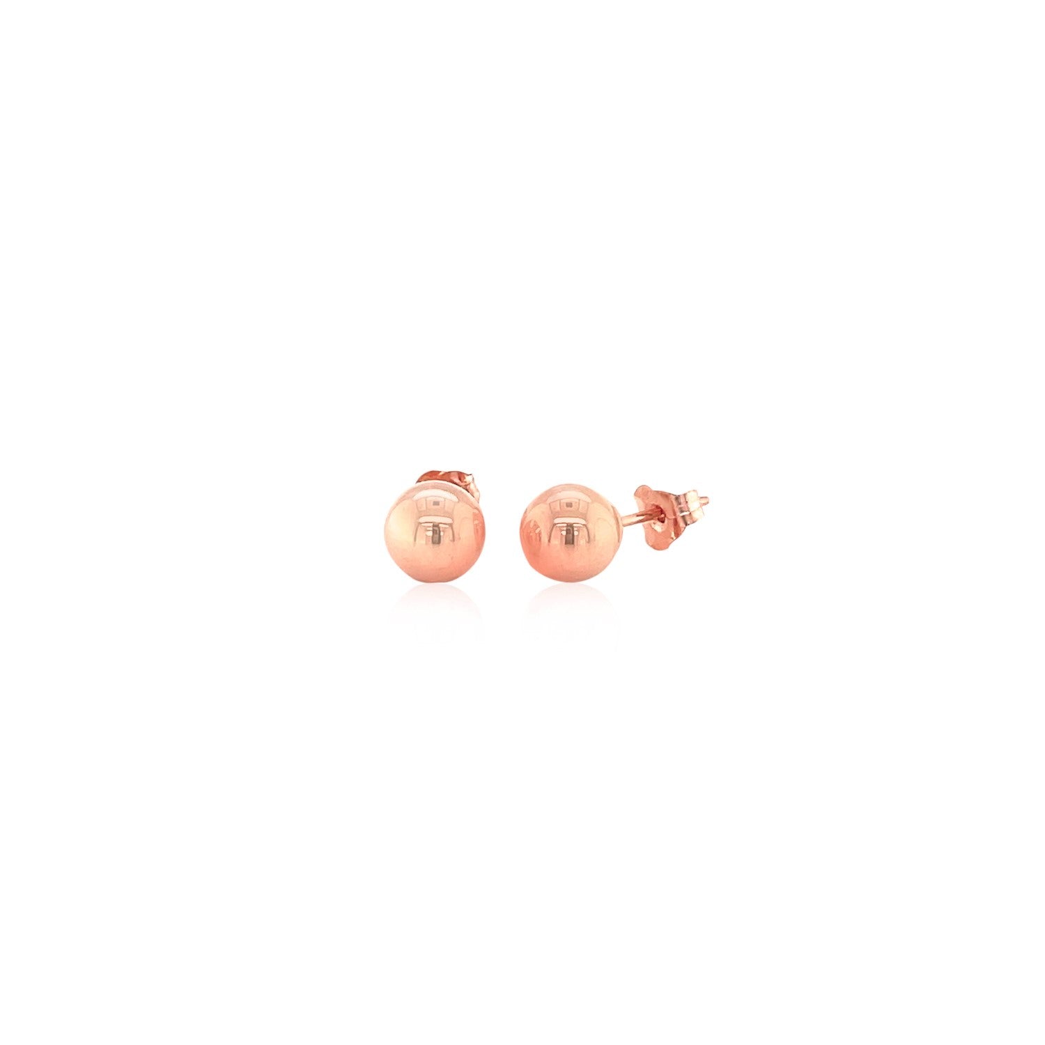 14k Rose Gold Classic Round Shape Stud Earrings (6mm) - DestGlow
